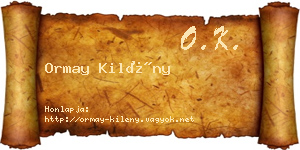 Ormay Kilény névjegykártya